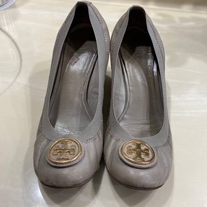 Grey Tory Burch wedges.